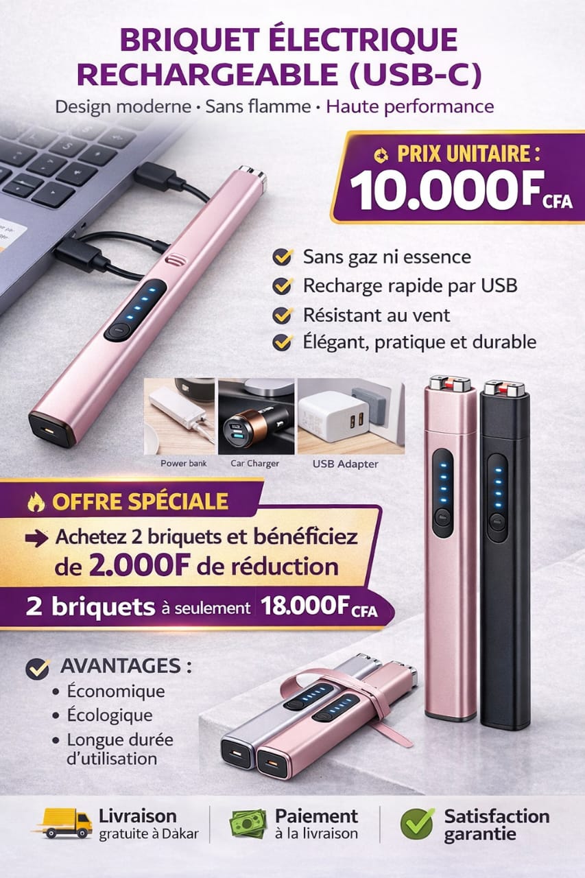 Briquet électrique rechargeable (USB)